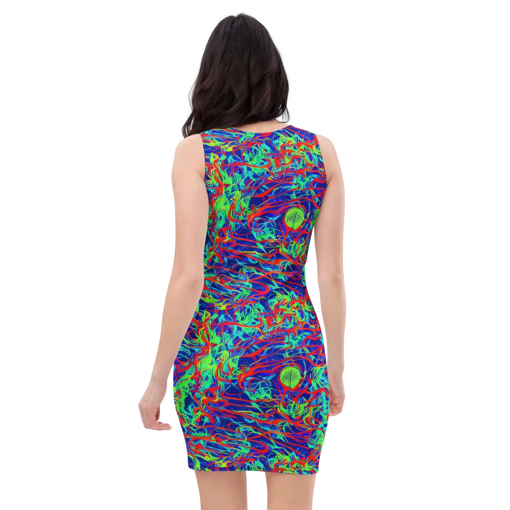 Sonic Fluorescence on Bodycon Dress — Back