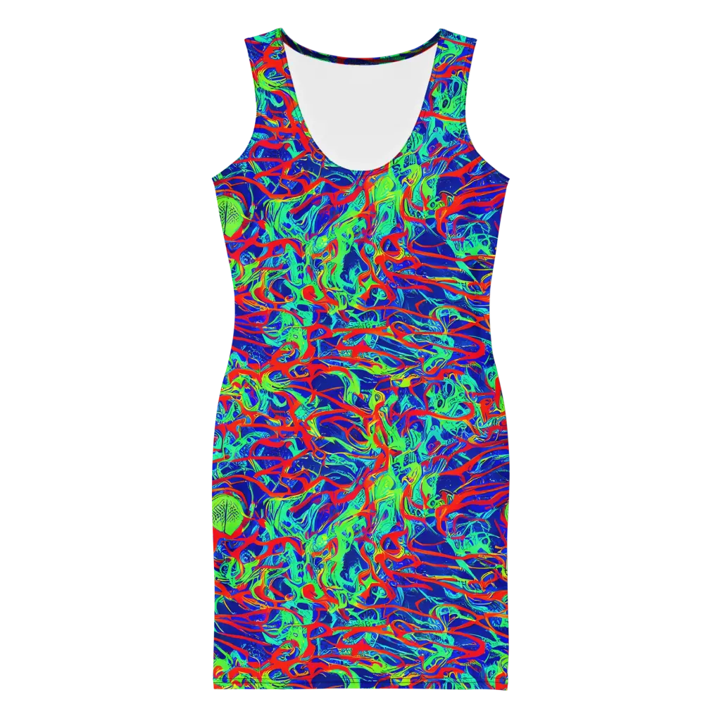 Sonic Fluorescence on Bodycon Dress — Front