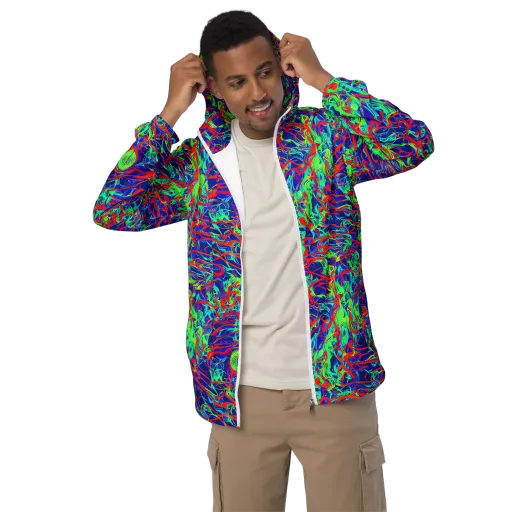 Sonic Fluorescence on a Men's Windbreaker