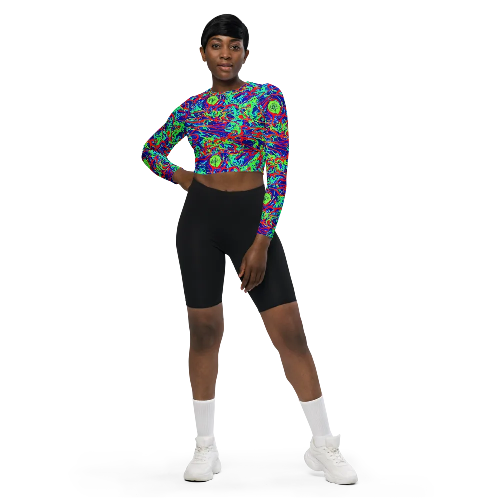 Sonic Fluorescence on Long Sleeve Crop Top — Front