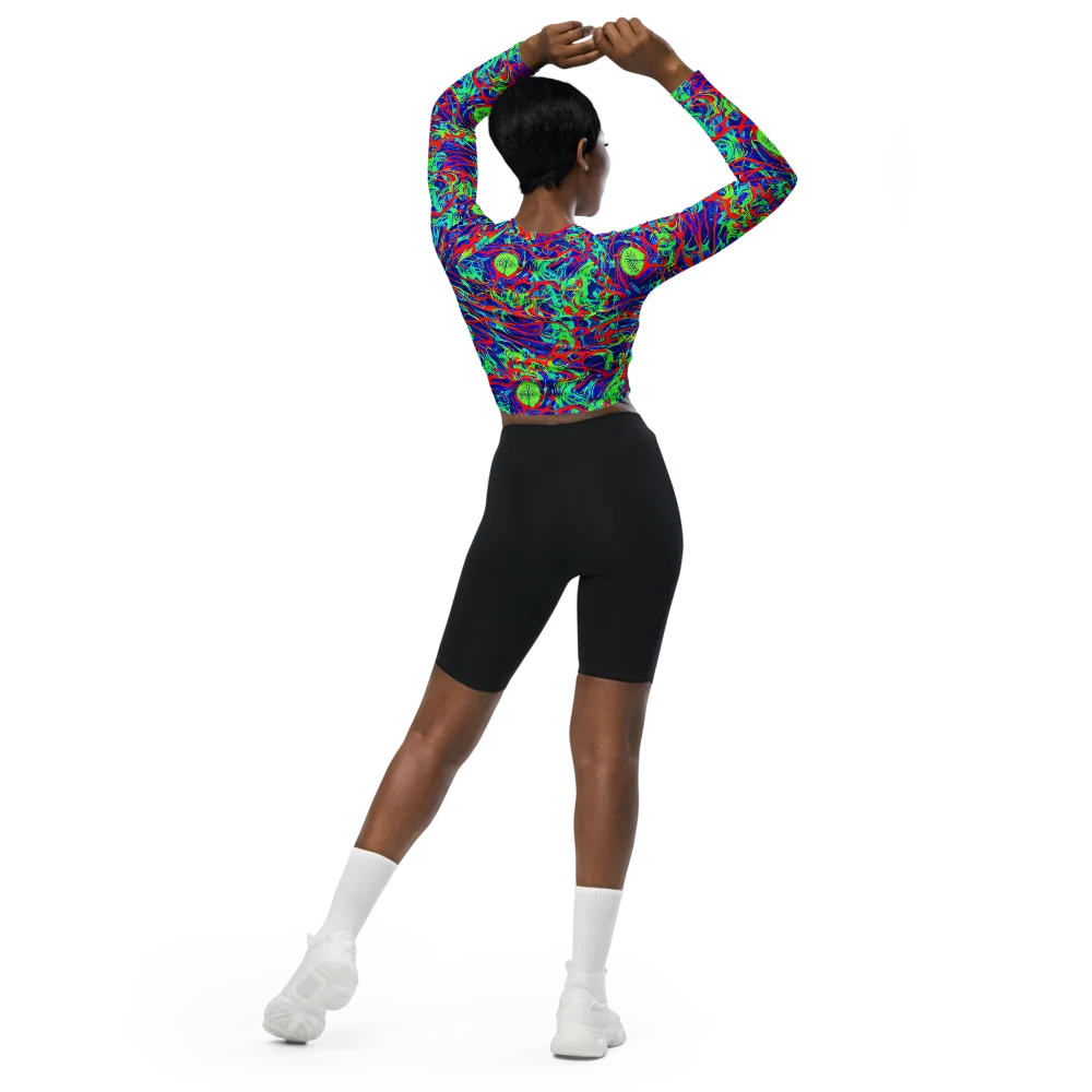 Sonic Fluorescence on Long Sleeve Crop Top — Back