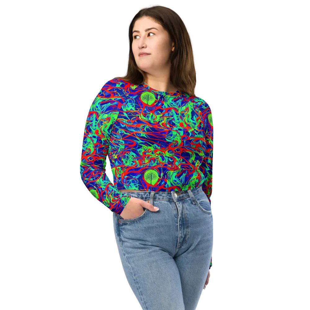 Sonic Fluorescence on Long Sleeve Crop Top — Front