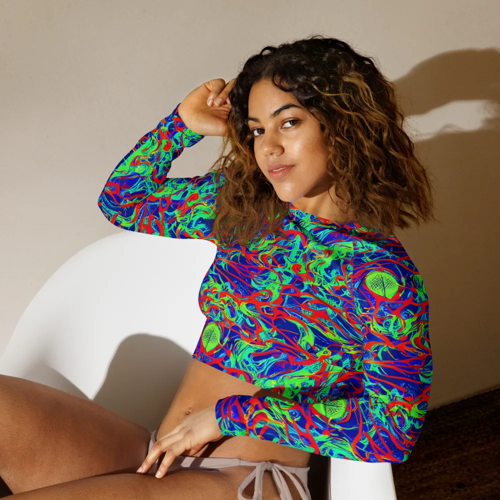 Sonic Fluorescence on Long Sleeve Crop Top — Left Front