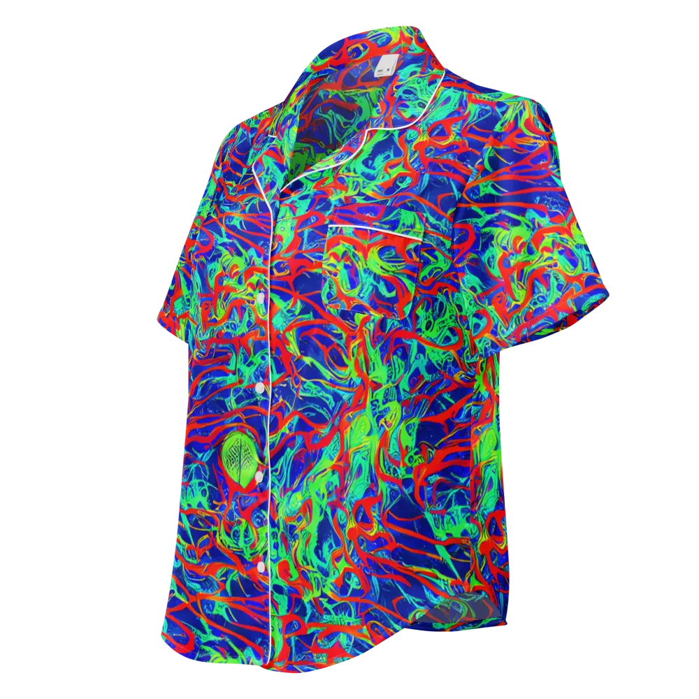 Sonic Fluorescence on Women's Short Sleeve Pajama Top — Left Front