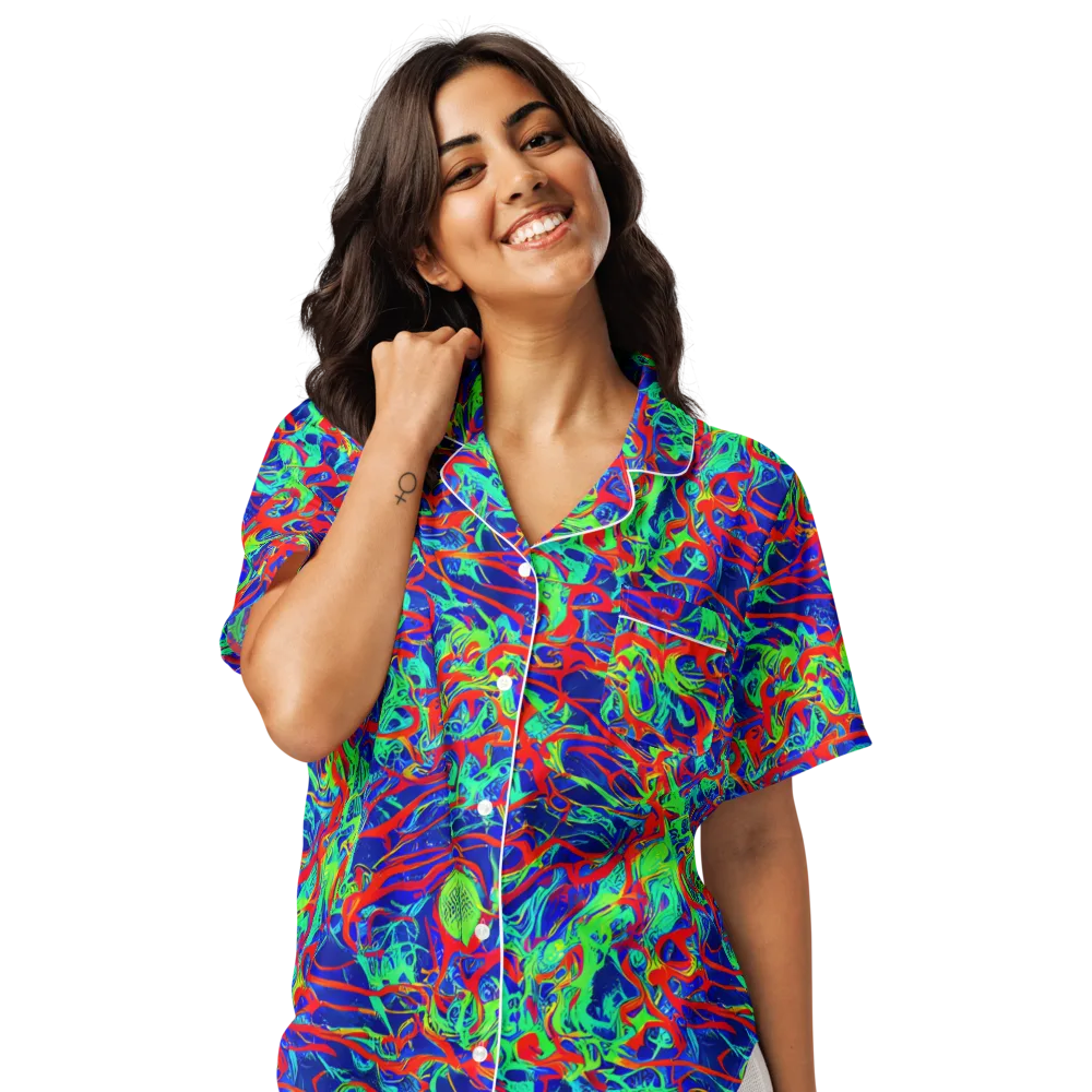Sonic Fluorescence on Women's Short Sleeve Pajama Top — Front