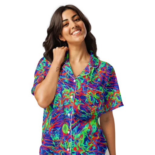Sonic Fluorescence on a Women's Short Sleeve Pajama Top