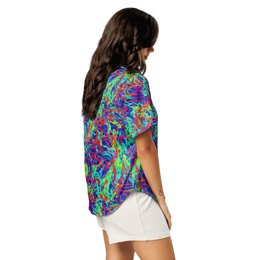 Sonic Fluorescence on Women's Short Sleeve Pajama Top — Right Back