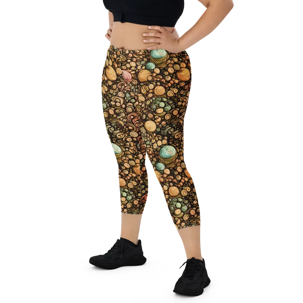 Inkstone Garden on Capri Leggings — Front