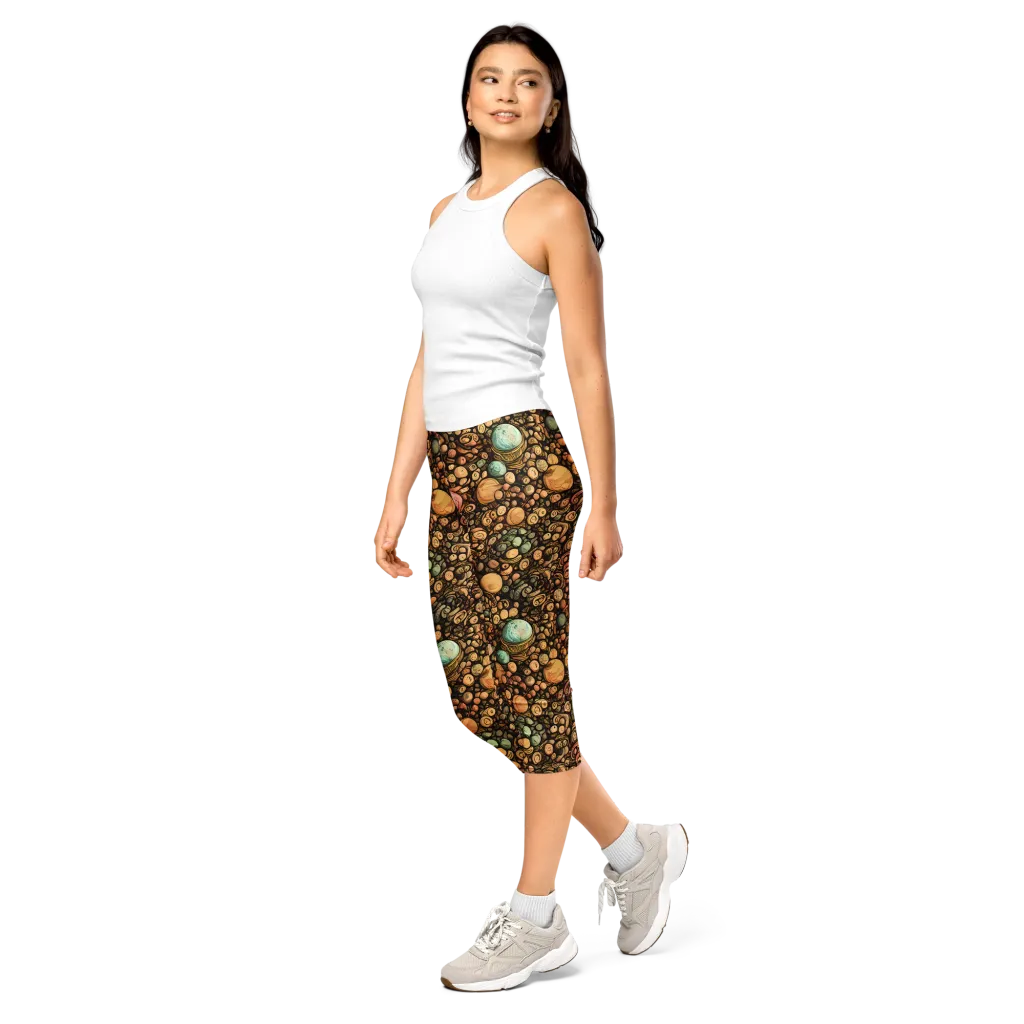 Inkstone Garden on Capri Leggings — Left Front