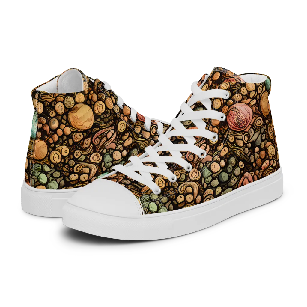 Inkstone Garden on Men's High Top Canvas Shoes — Left
