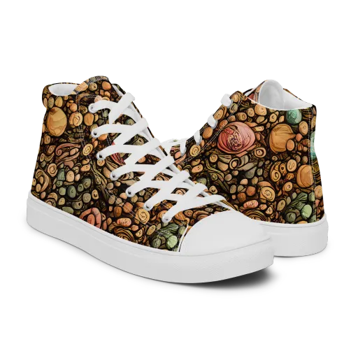 Inkstone Garden on a Men's High Top Canvas Shoes