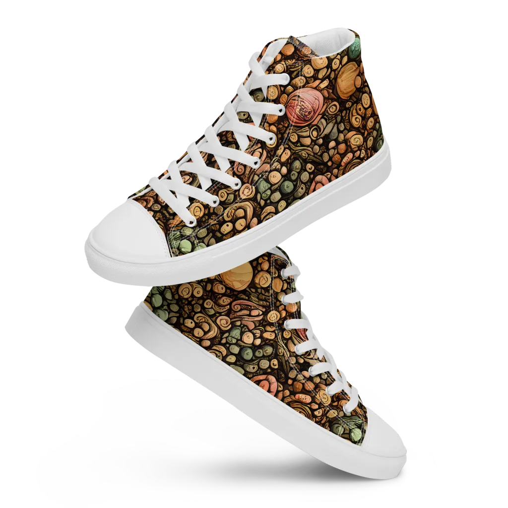 Inkstone Garden on Men's High Top Canvas Shoes — Front
