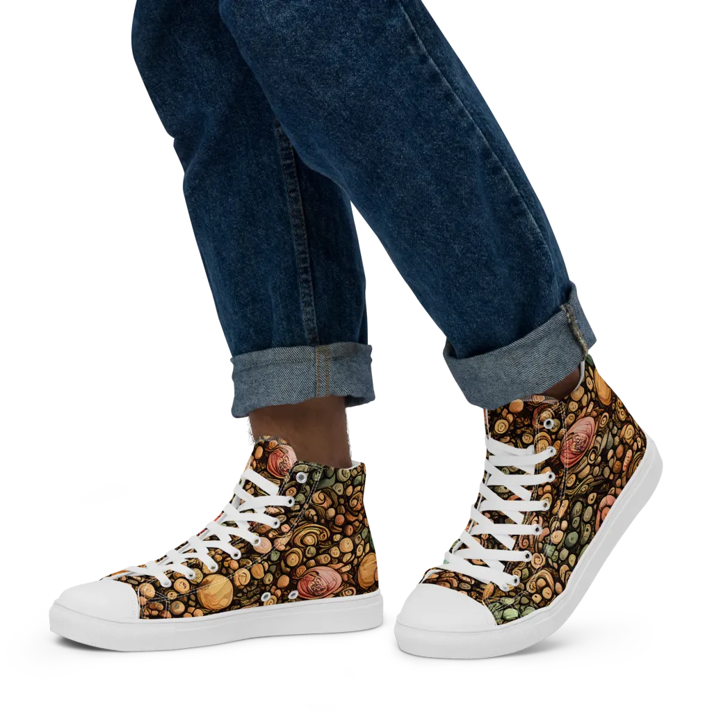 Inkstone Garden on Men's High Top Canvas Shoes — Left
