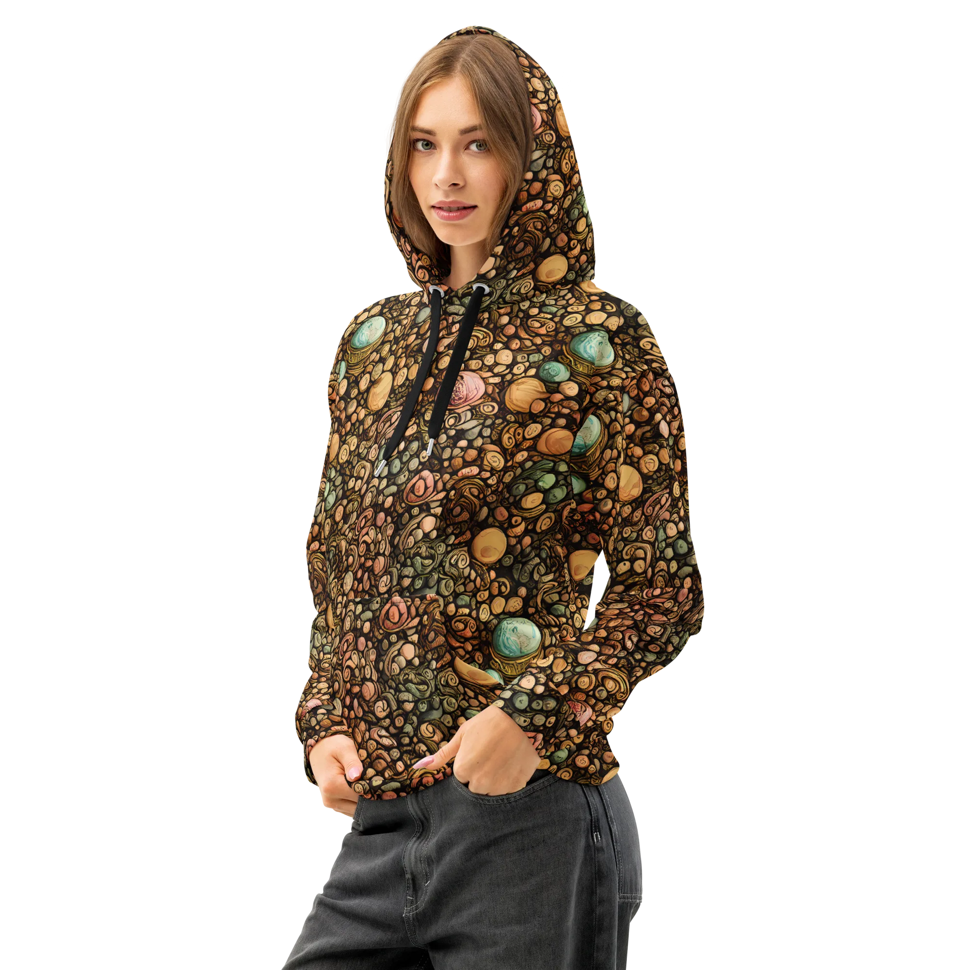 Inkstone Garden on Cotton Hoodie — Left Front