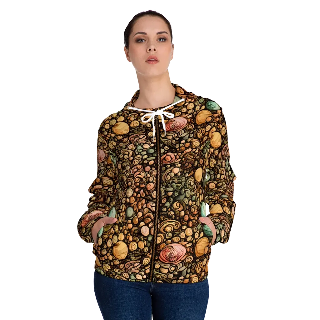 Inkstone Garden on Women's Full-Zip Hoodie — Front On Person