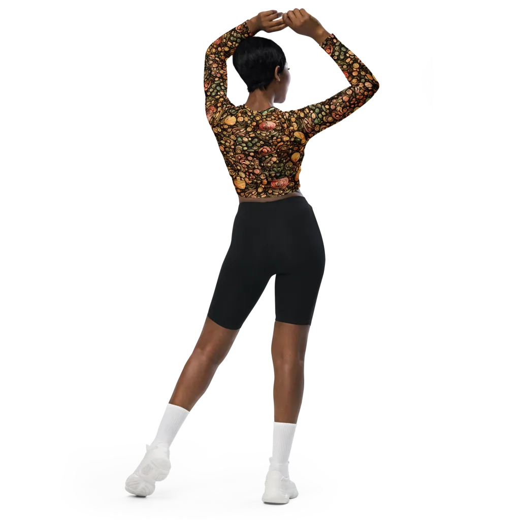 Inkstone Garden on Long Sleeve Crop Top — Back