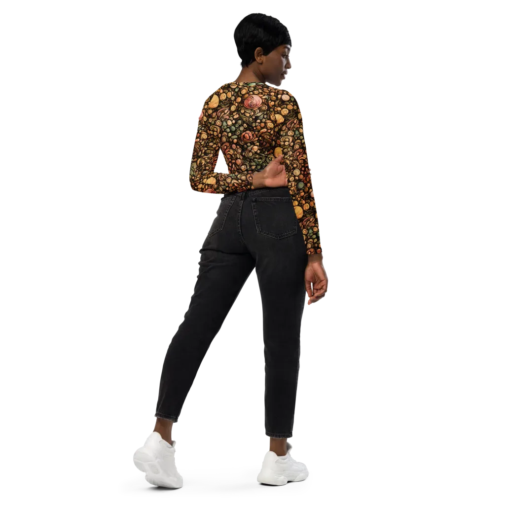 Inkstone Garden on Long Sleeve Crop Top — Right Back