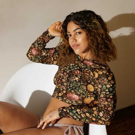 Inkstone Garden on a Long Sleeve Crop Top