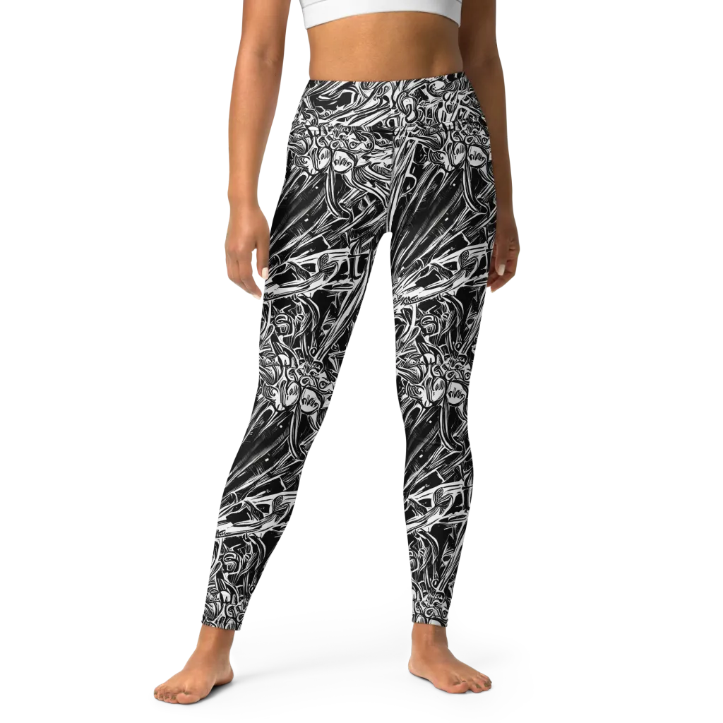 Blackwater Etch on Yoga Leggings — Front