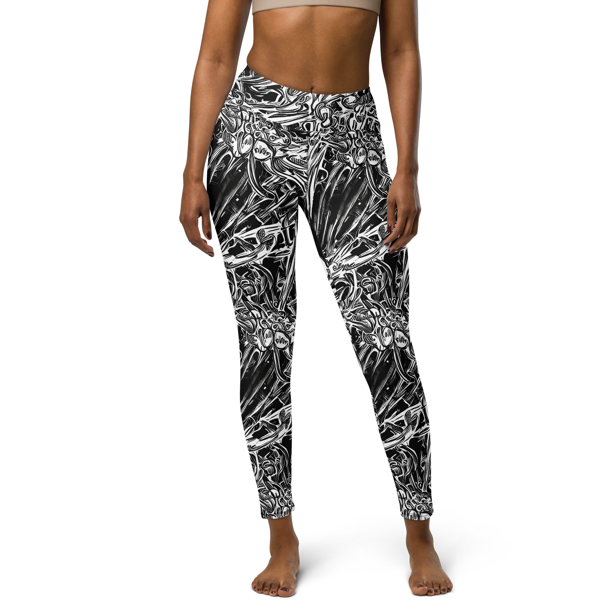 Blackwater Etch on Yoga Leggings — Front