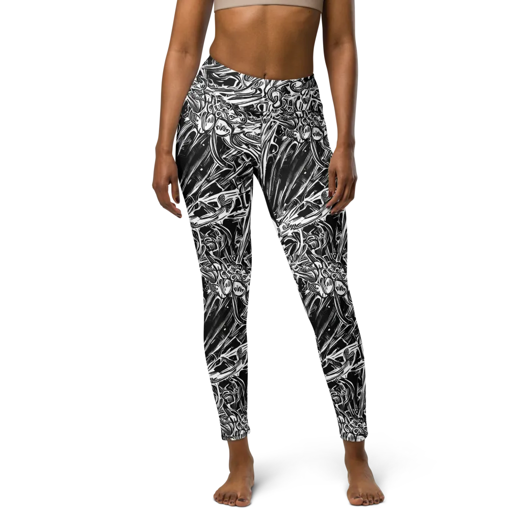 Blackwater Etch on Yoga Leggings — Front