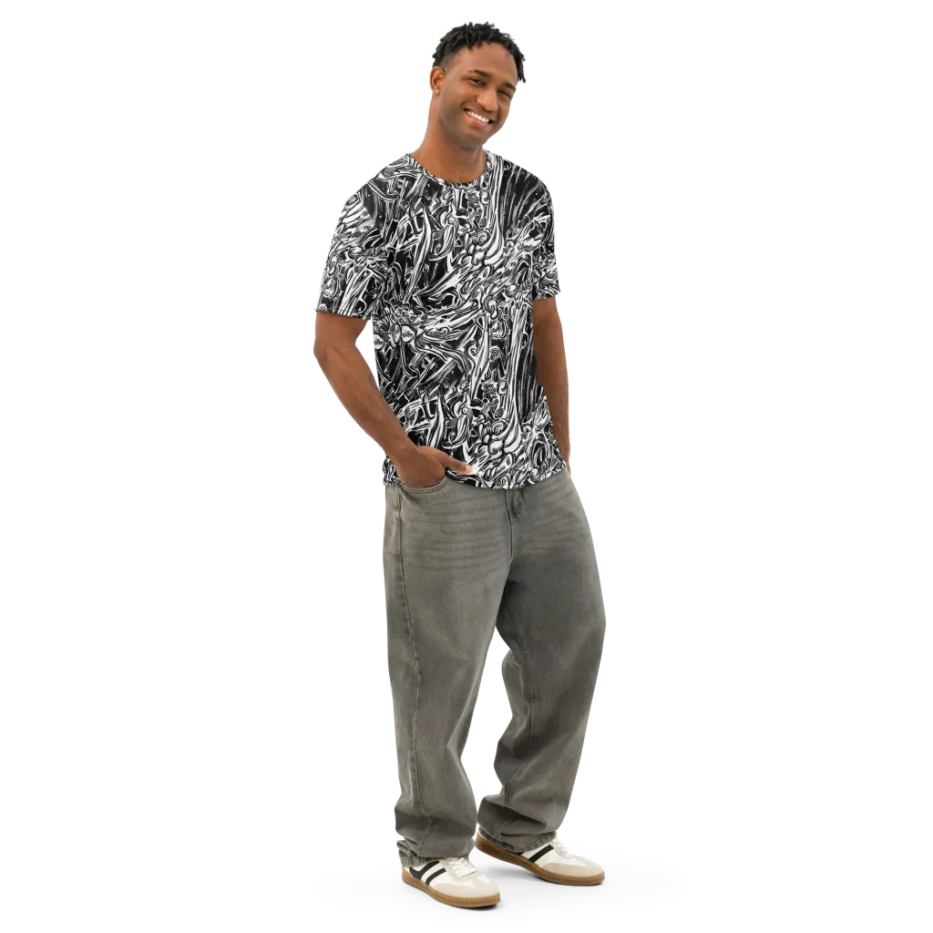 Blackwater Etch on Men's Cotton Crew Neck T-Shirt — Right Front