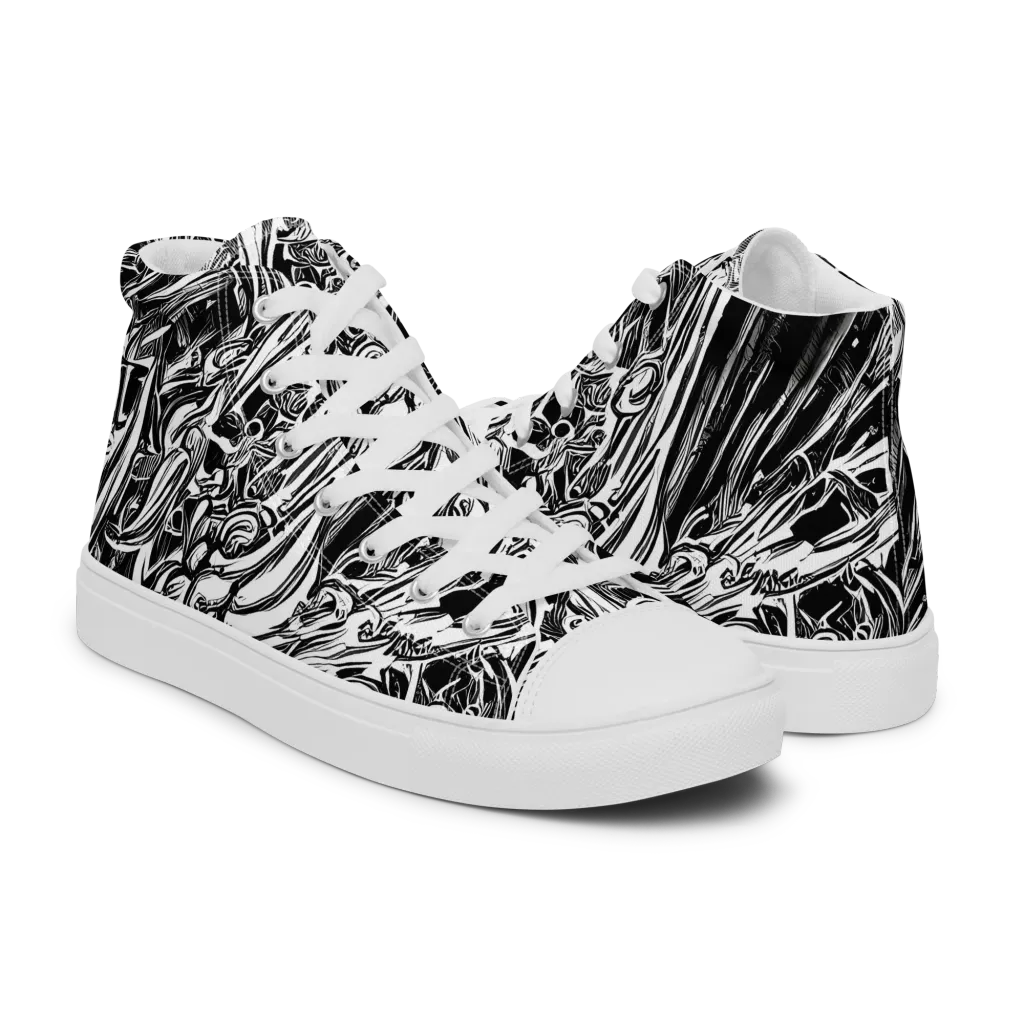 Blackwater Etch on Men's High Top Canvas Shoes — Right