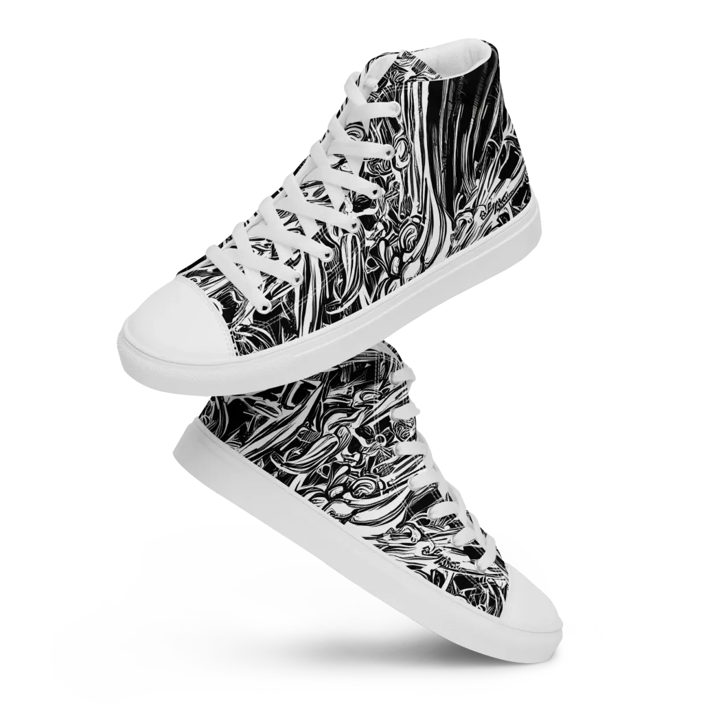 Blackwater Etch on Men's High Top Canvas Shoes — Front