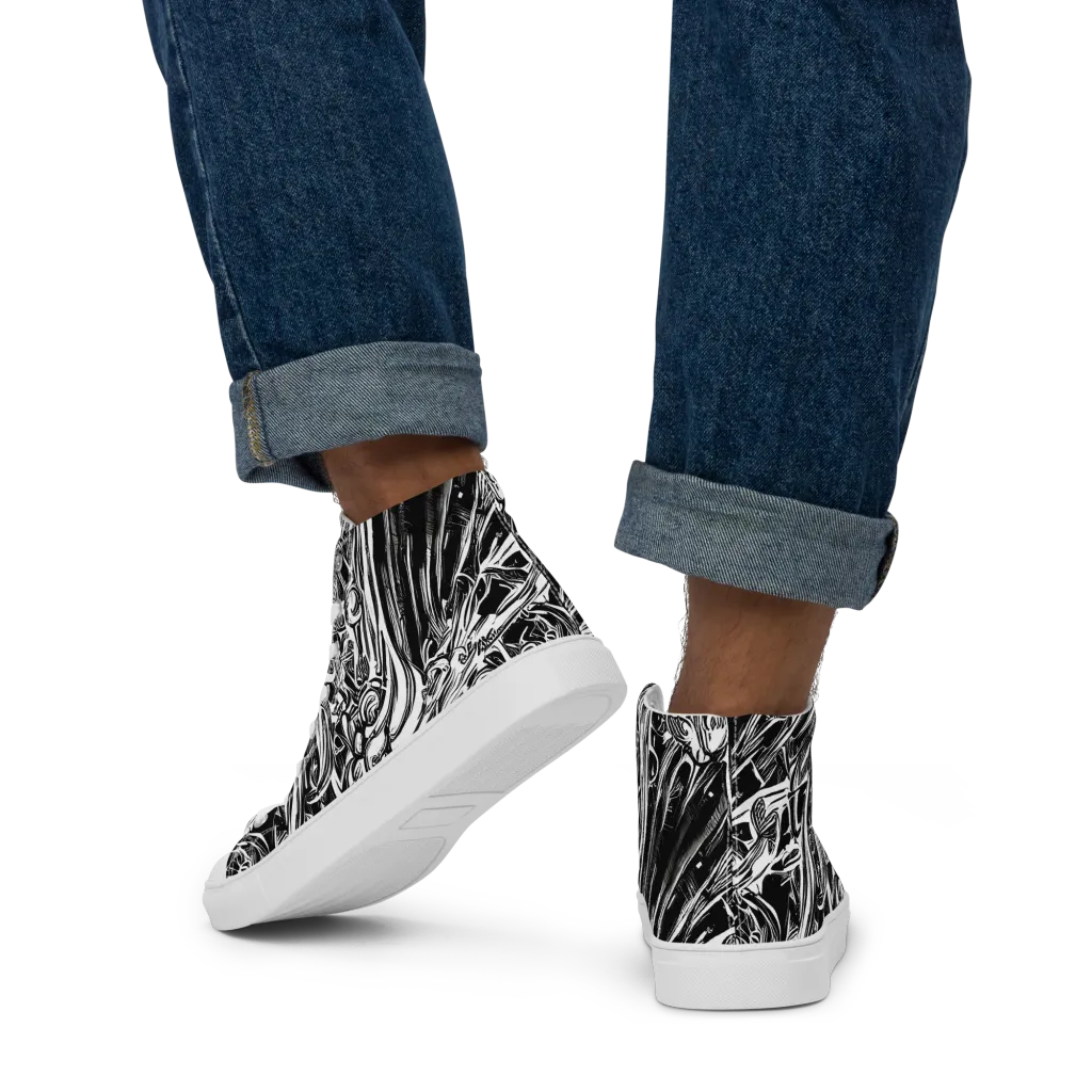 Blackwater Etch on Men's High Top Canvas Shoes — Back