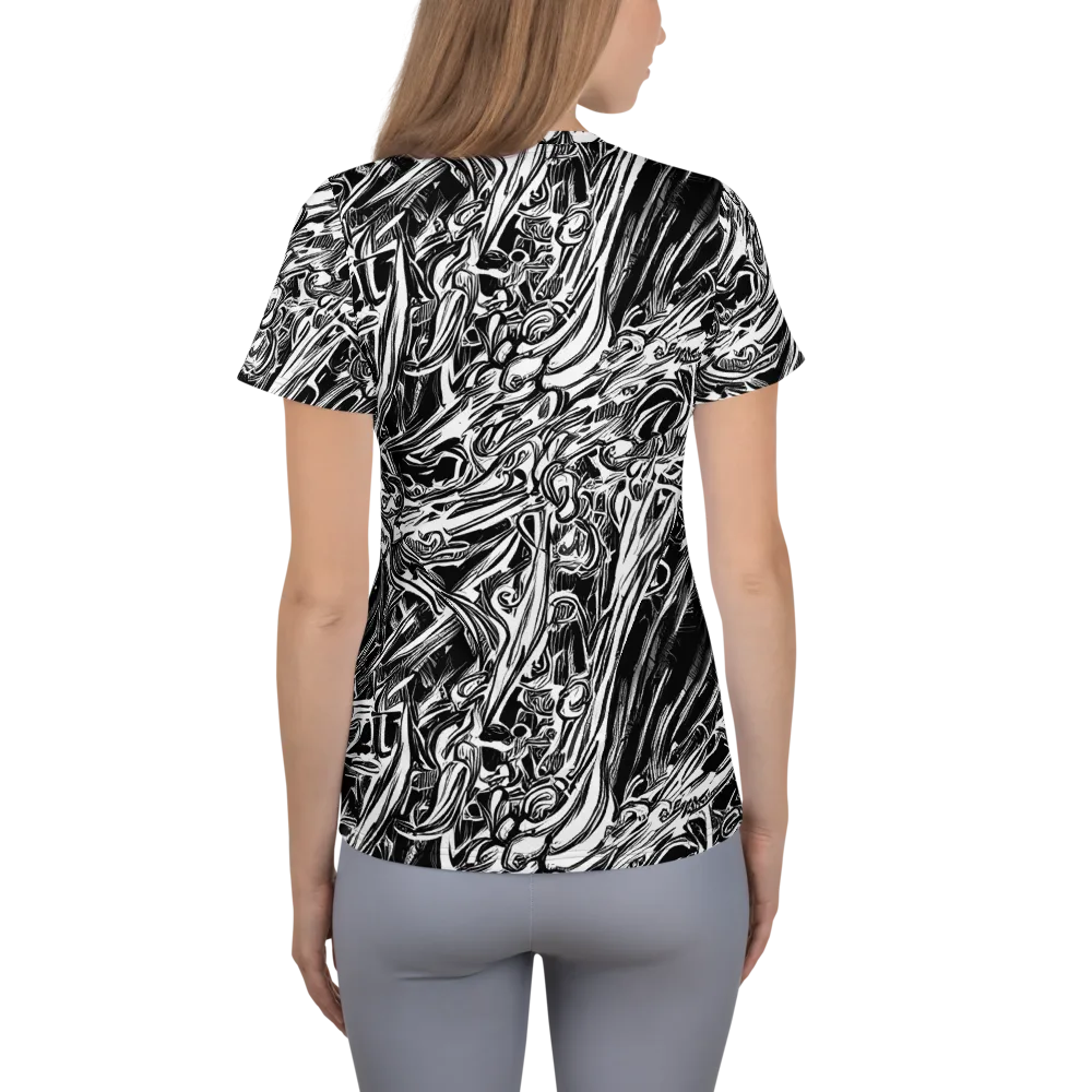 Blackwater Etch on Women's Athletic T-Shirt — Back