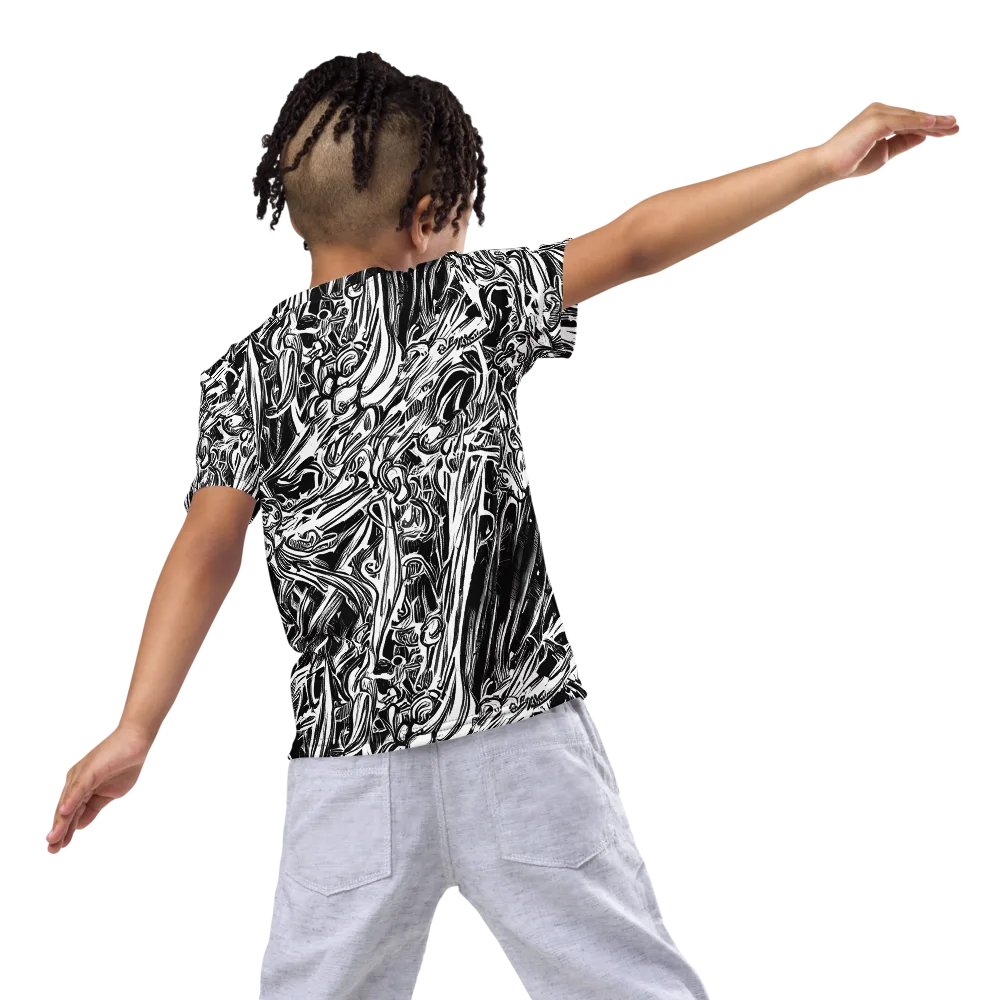 Blackwater Etch on Kids Crew Neck T-Shirt — Back