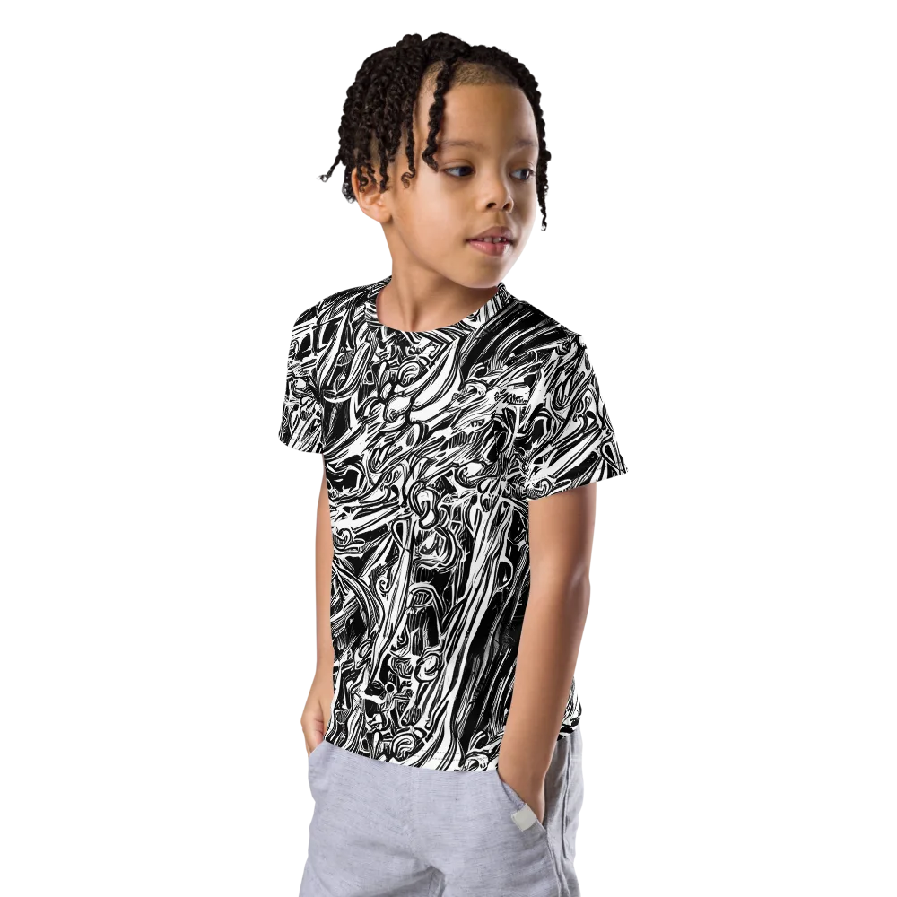 Blackwater Etch on Kids Crew Neck T-Shirt — Left Front