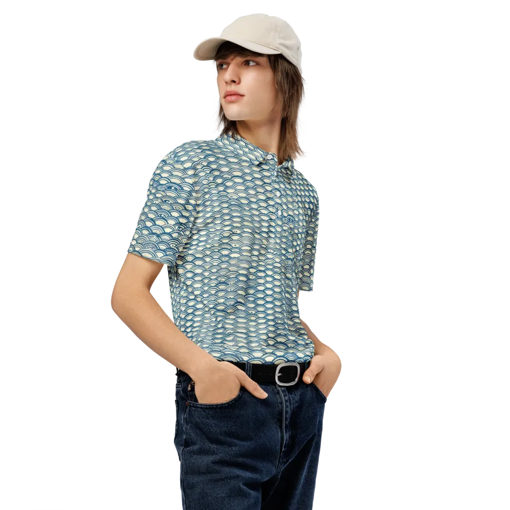 Tidal Archive on Men's Slim Fit Polo Shirt — Right Front