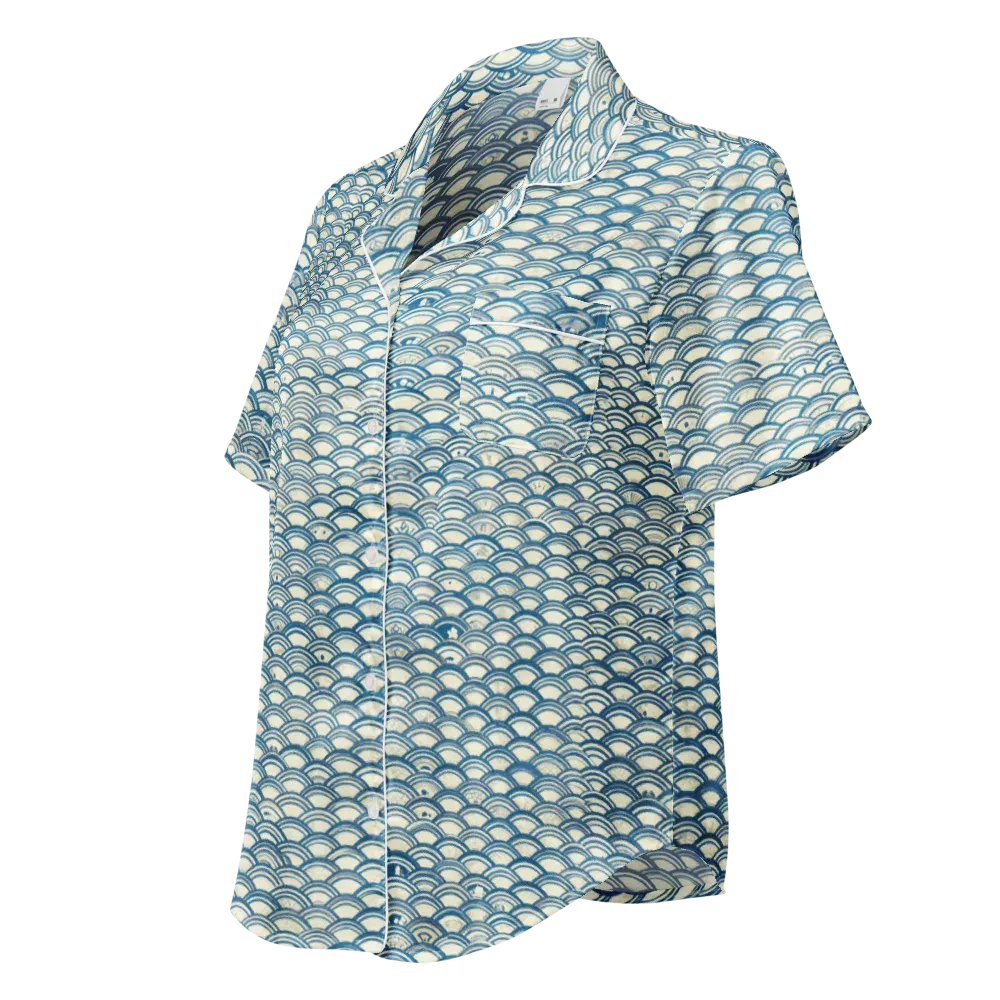 Tidal Archive on Women's Short Sleeve Pajama Top — Left Front