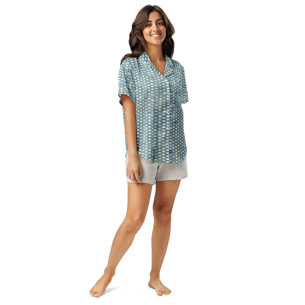 Tidal Archive on Women's Short Sleeve Pajama Top — Front
