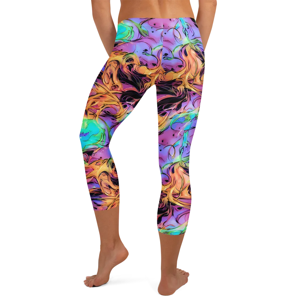 Neon Marigold on Capri Leggings — Back