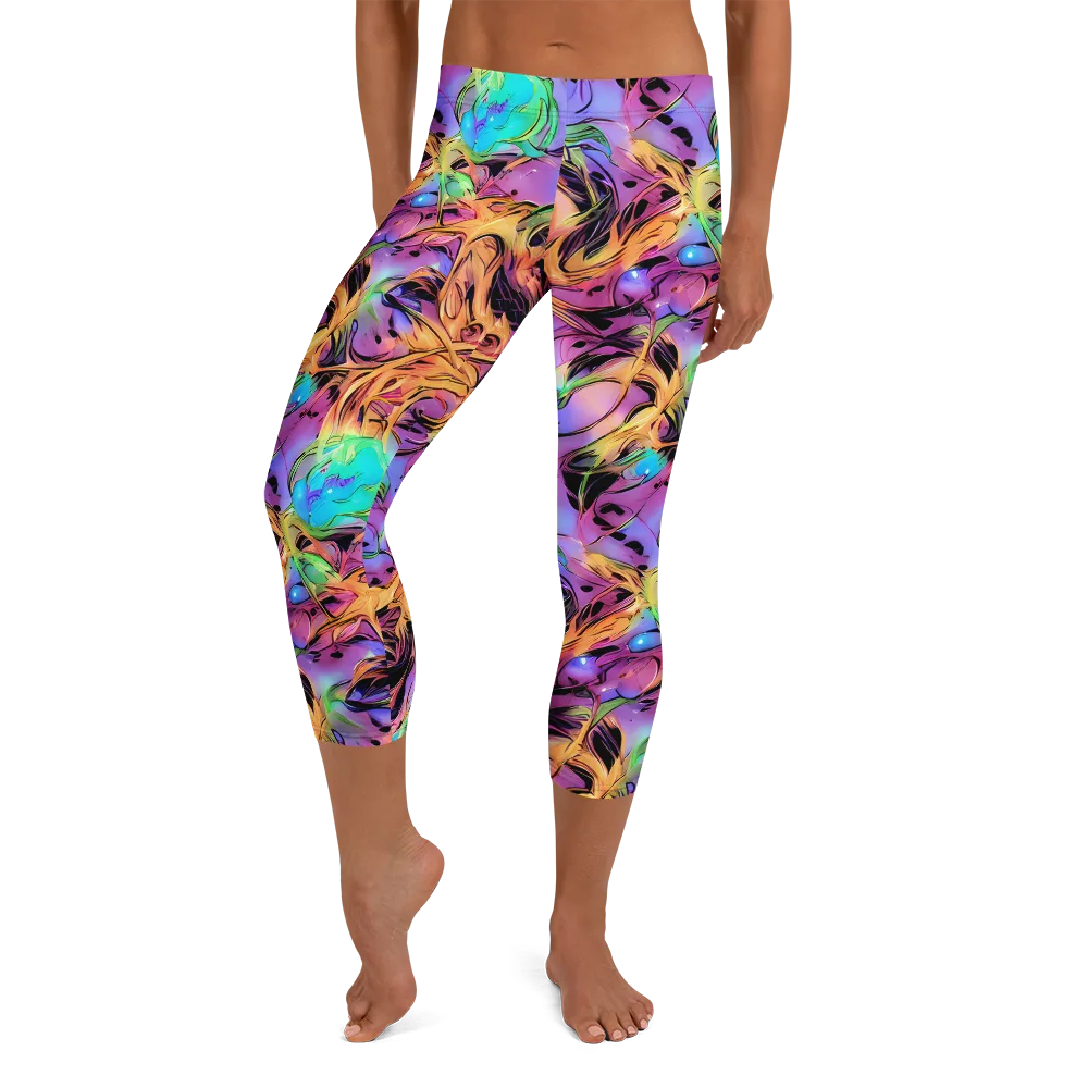 Neon Marigold on Capri Leggings — Front
