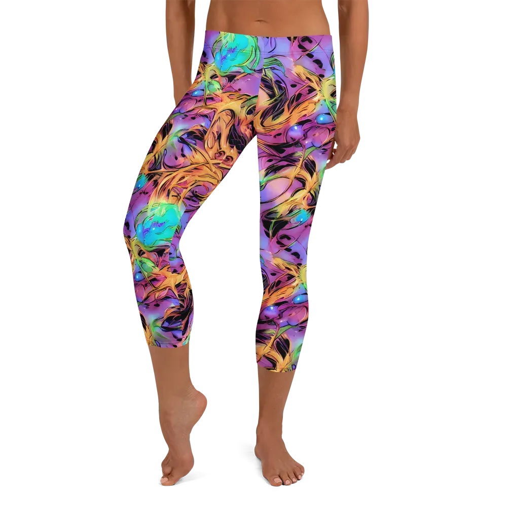 Neon Marigold on Capri Leggings — Front
