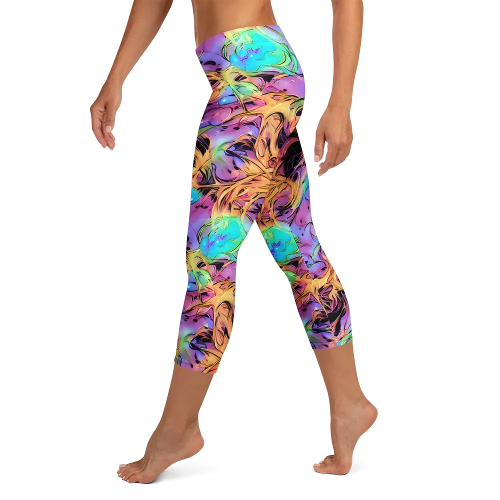 Neon Marigold on Capri Leggings — Left