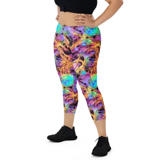 Neon Marigold on a Capri Leggings