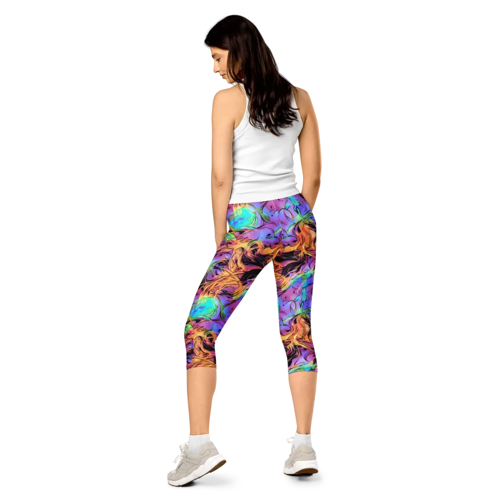Neon Marigold on Capri Leggings — Back