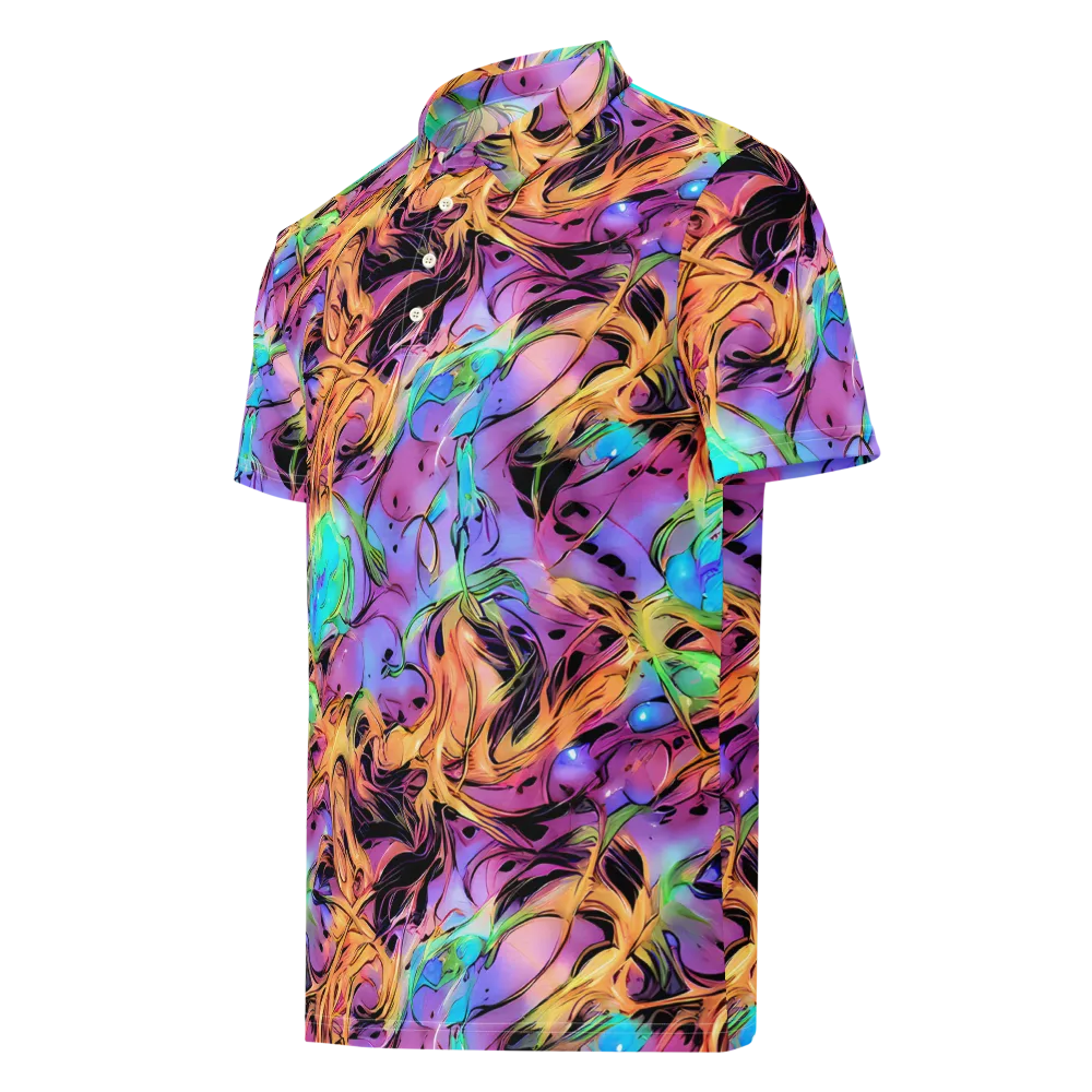 Neon Marigold on Men's Slim Fit Polo Shirt — Left Front