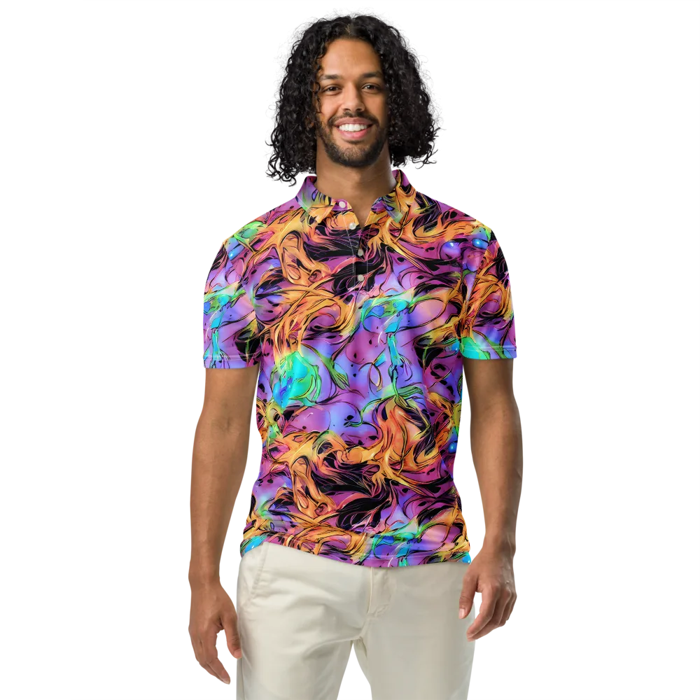 Neon Marigold on Men's Slim Fit Polo Shirt — Front