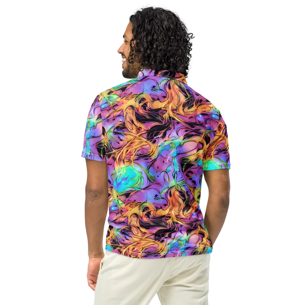 Neon Marigold on Men's Slim Fit Polo Shirt — Back
