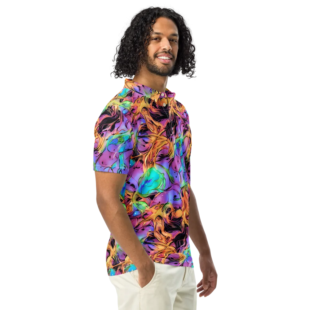 Neon Marigold on Men's Slim Fit Polo Shirt — Right Front