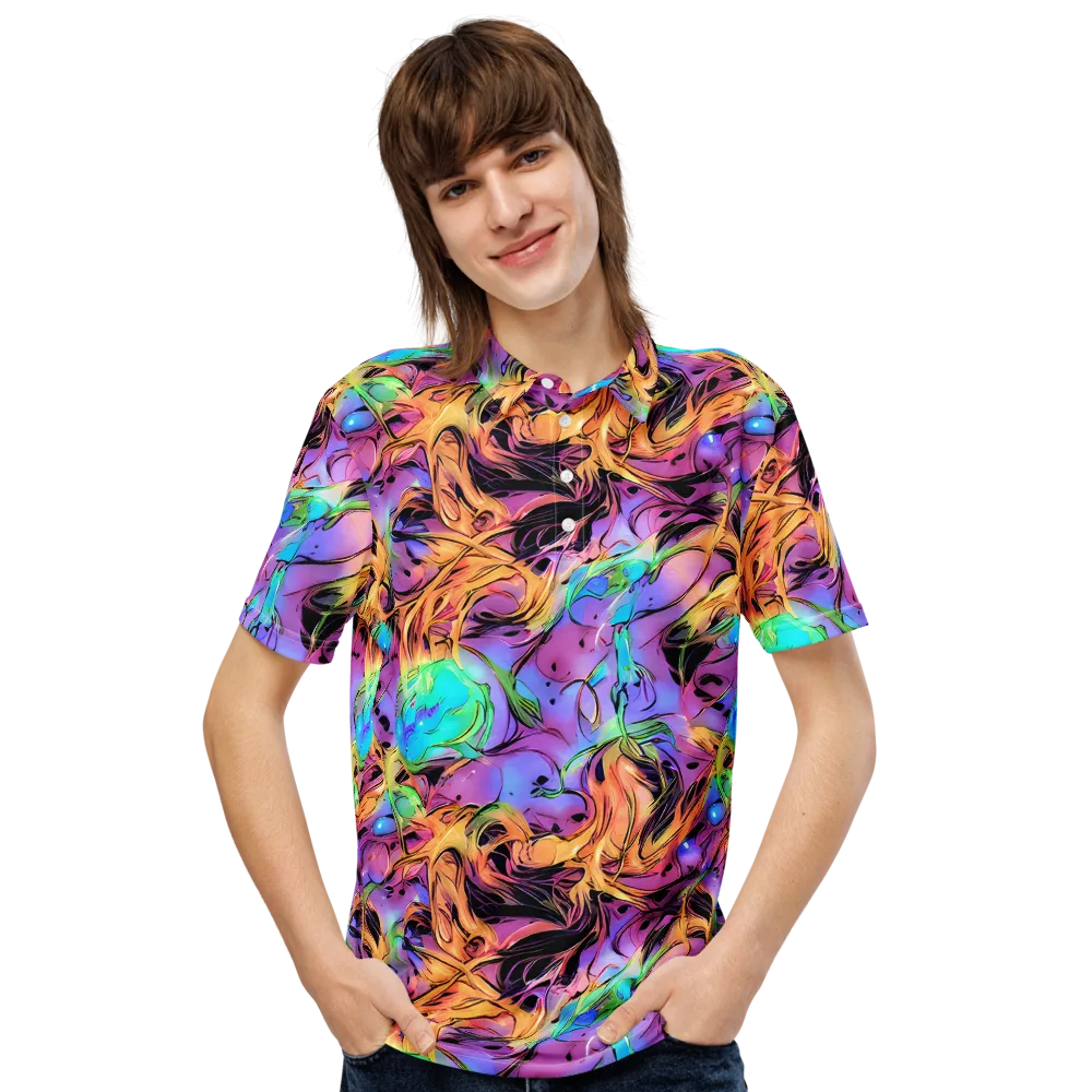 Neon Marigold on Men's Slim Fit Polo Shirt — Front
