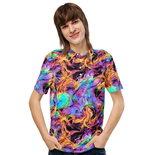 Neon Marigold on a Men's Slim Fit Polo Shirt