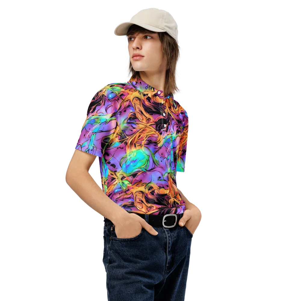 Neon Marigold on Men's Slim Fit Polo Shirt — Right Front