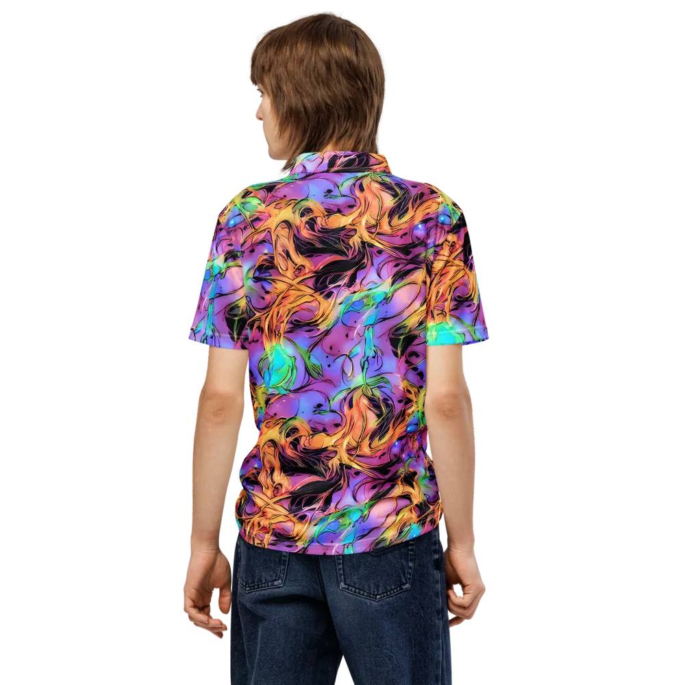 Neon Marigold on Men's Slim Fit Polo Shirt — Back
