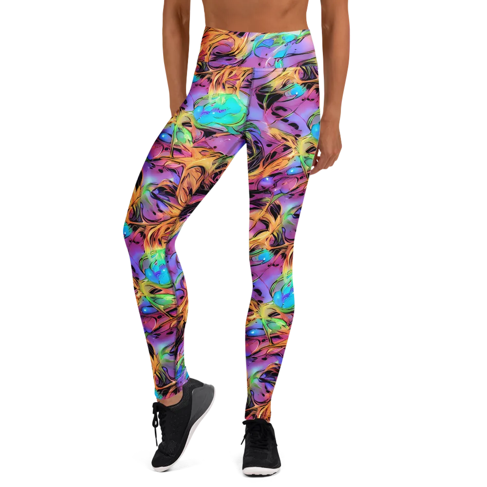 Neon Marigold on Yoga Leggings — Front